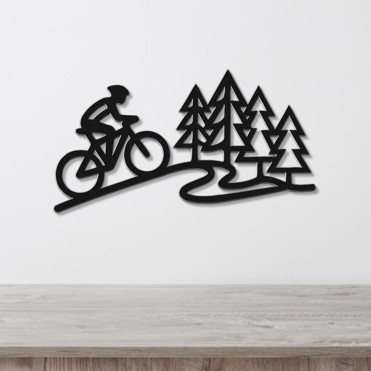 Cycling in the Pines Metal Wall Art