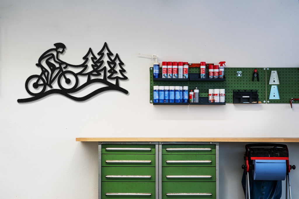 Cycling in the Pines Metal Wall Art