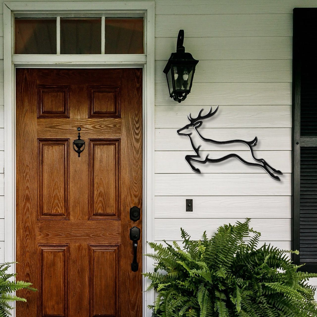Jumping Deer Metal Wall Art