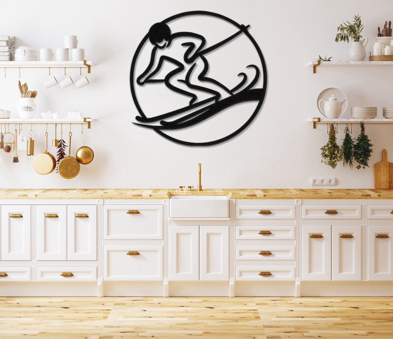 Skiing Metal Wall Art
