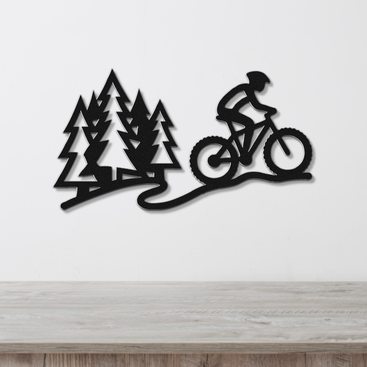 Cycling in the Pines Metal Wall Art
