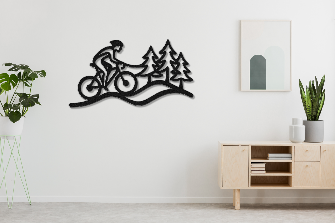 Cycling in the Pines Metal Wall Art