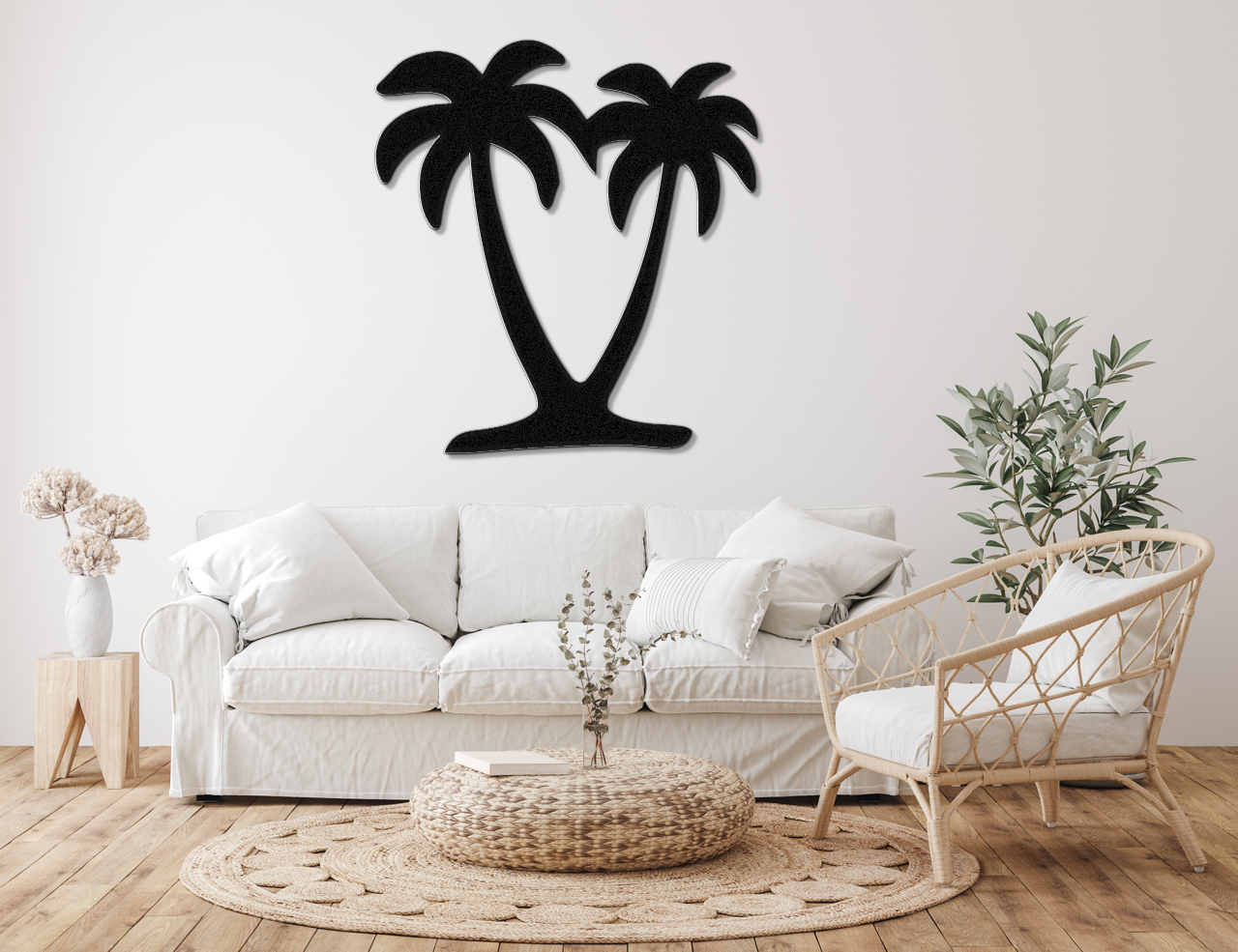 Twin Palm Tree Metal Wall Art