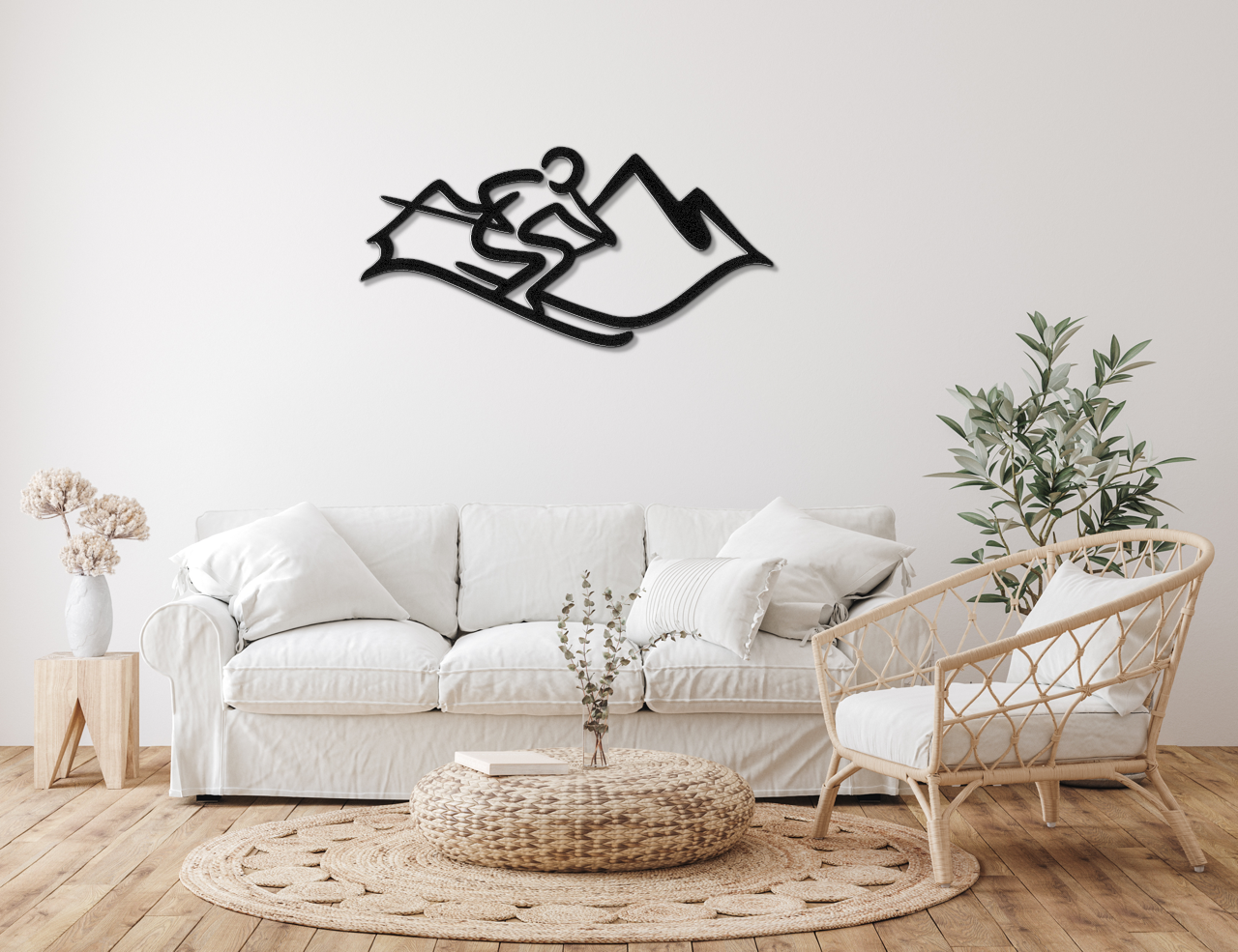 Skier and Mountain Metal Wall Art