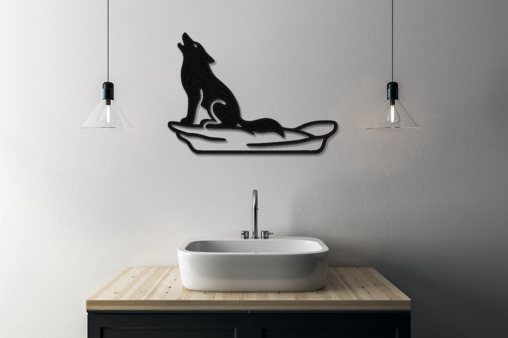Howling Coyote Metal Wall Art