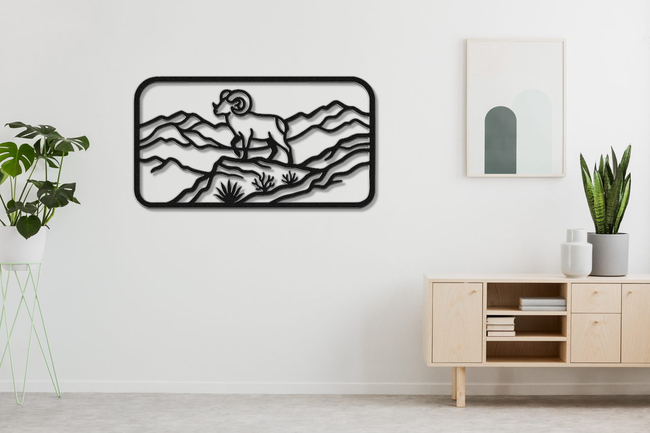 Mountain Bighorn Sheep Metal Wall Art