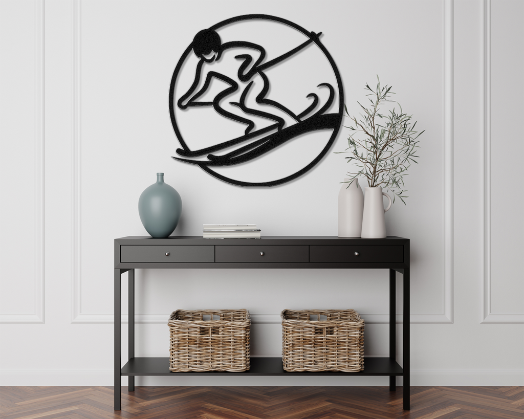 Skiing Metal Wall Art