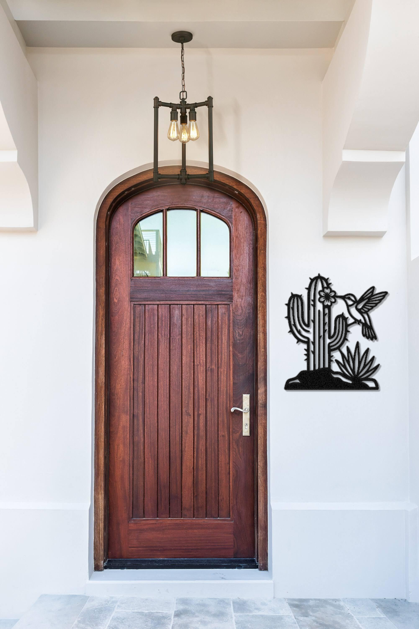 Hummingbird and Saguaro Metal Wall Art