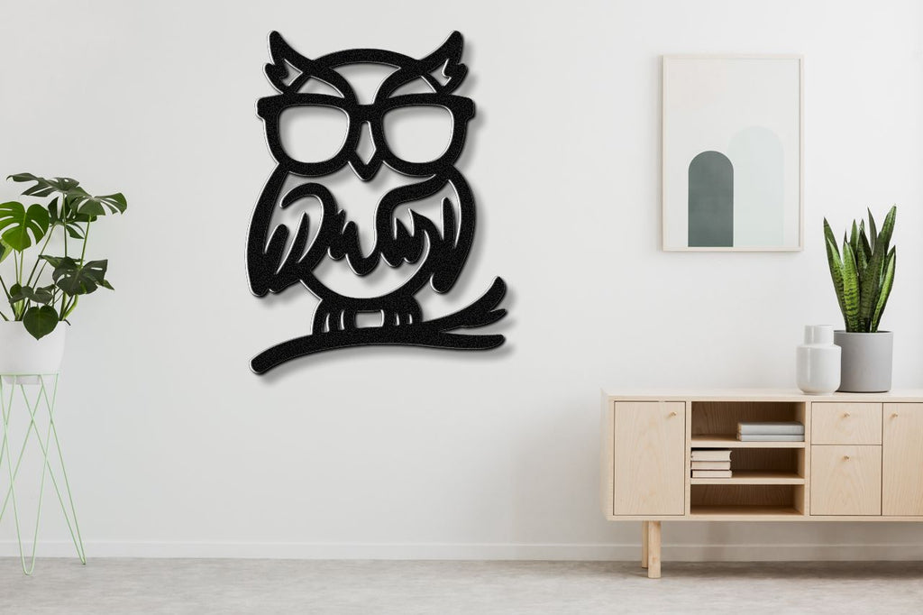 Nerdy Owl Metal Wall Art