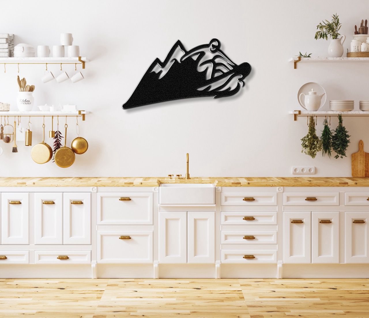 Snowboarder with Mountains Metal Wall Art