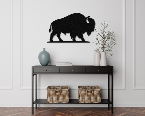 Décoration murale en métal de bison