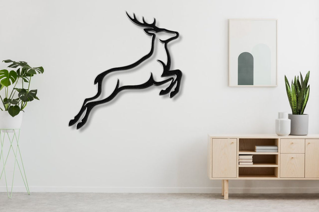 Jumping Deer Metal Wall Art
