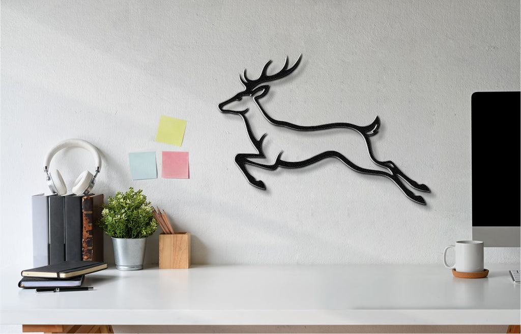 Jumping Deer Metal Wall Art