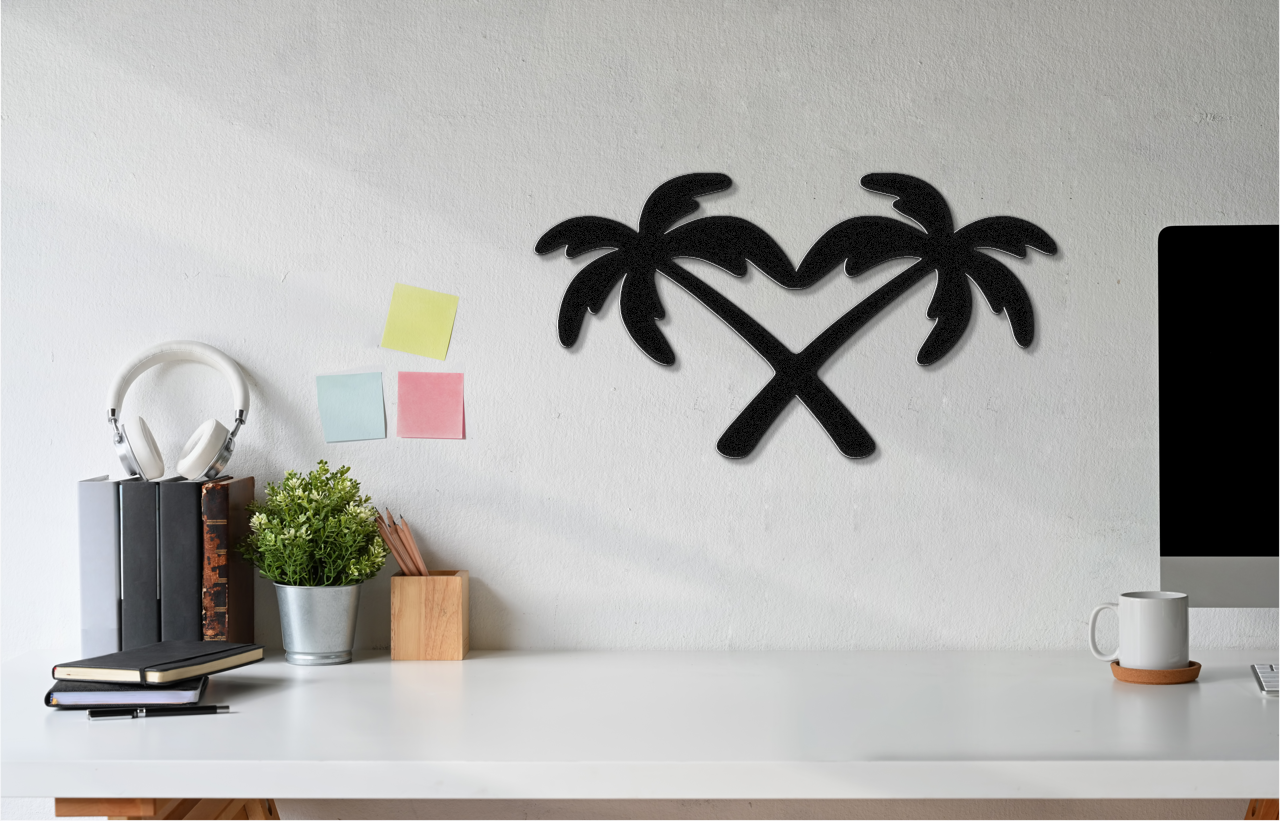 Twin Palm Tree Metal Wall Art