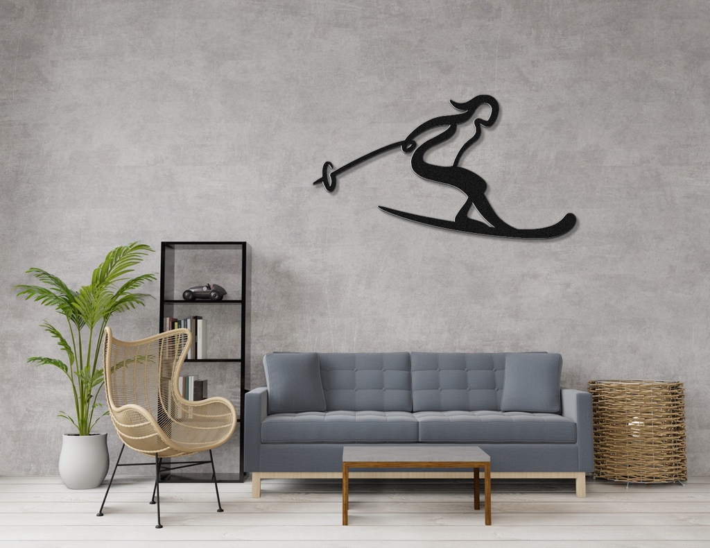 Lady Skiing Metal Wall Art