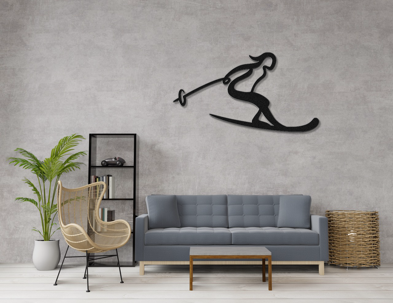 Lady Skiing Metal Wall Art