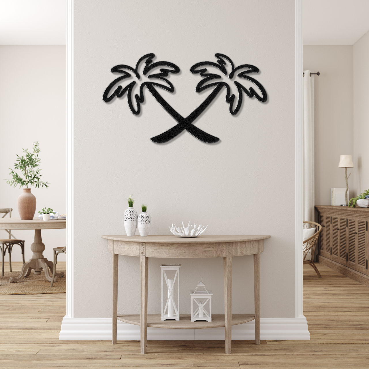 Twin Palm Tree Metal Wall Art