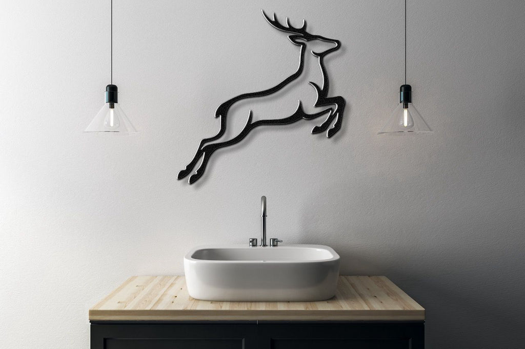 Jumping Deer Metal Wall Art