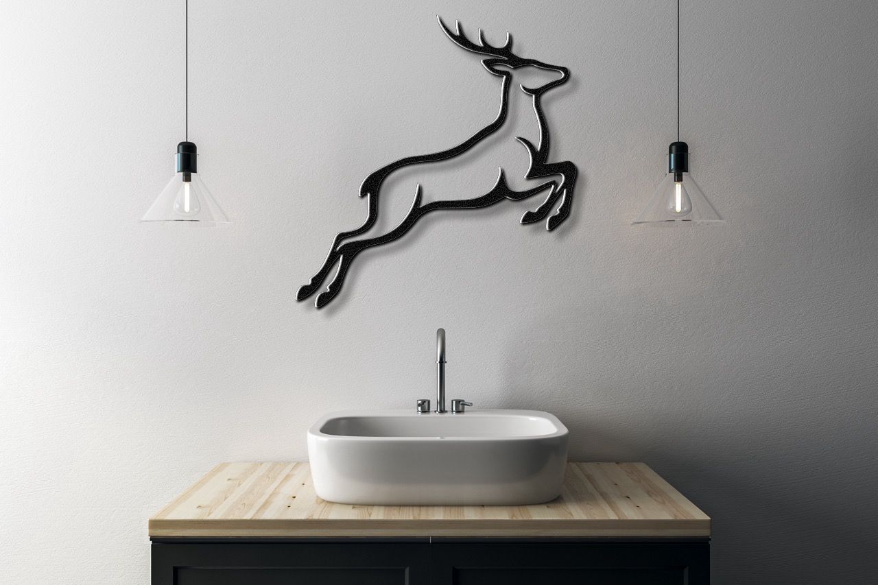 Jumping Deer Metal Wall Art