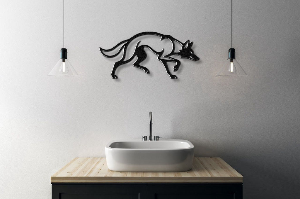 Sneaky Coyote Metal Wall Art