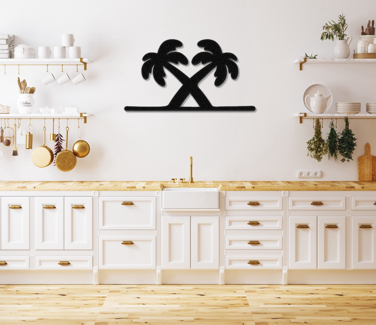 Twin Palm Tree Metal Wall Art