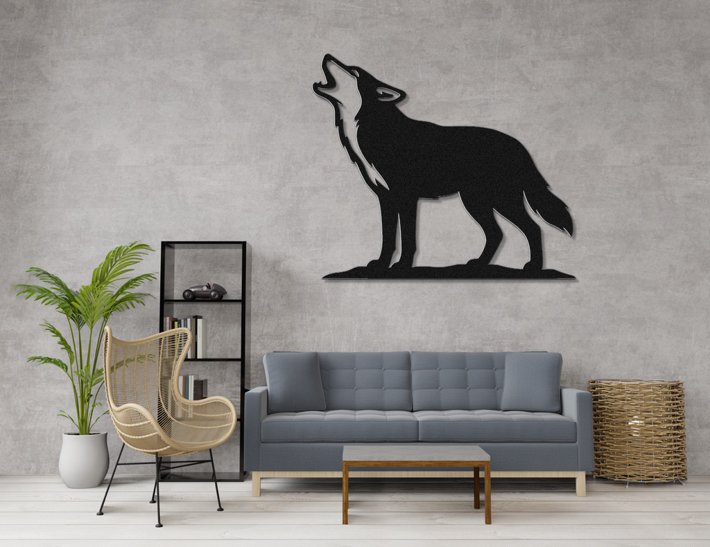 Howling Coyote Metal Wall Art