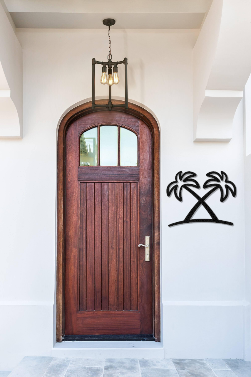 Twin Palm Tree Metal Wall Art