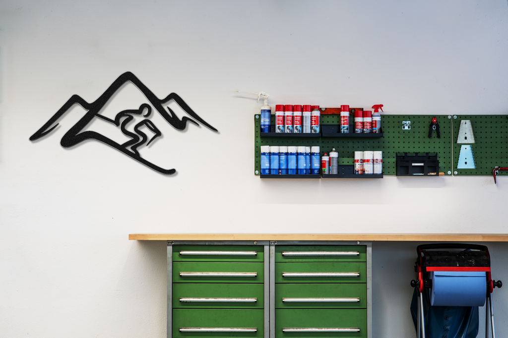 Skier and Mountain Metal Wall Art