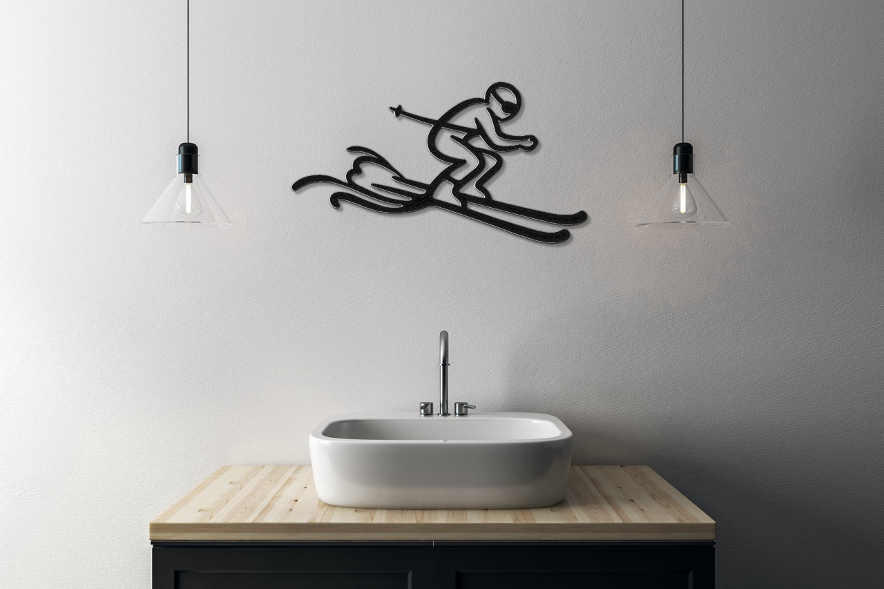 Skiing Metal Wall Art