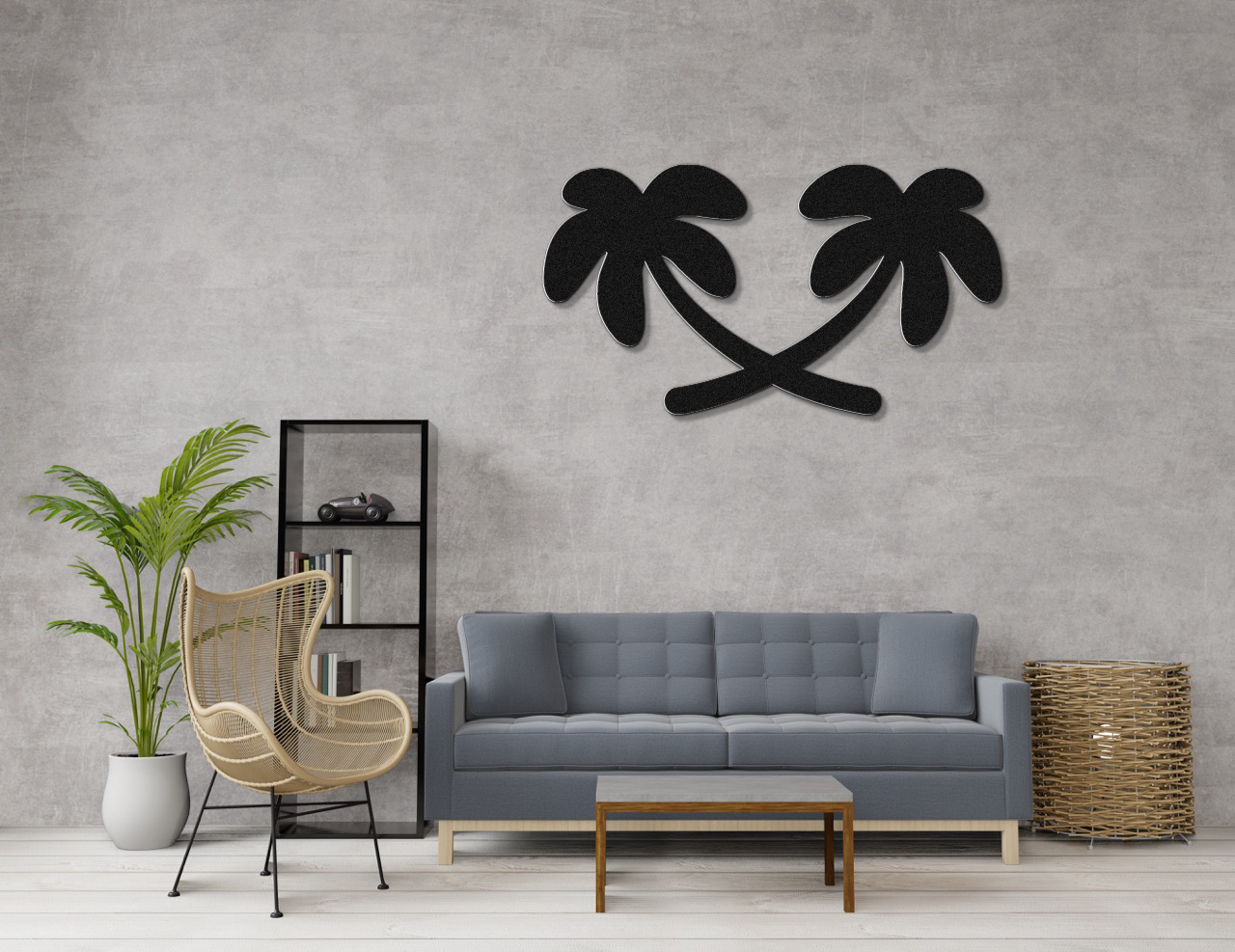 Twin Palm Tree Metal Wall Art