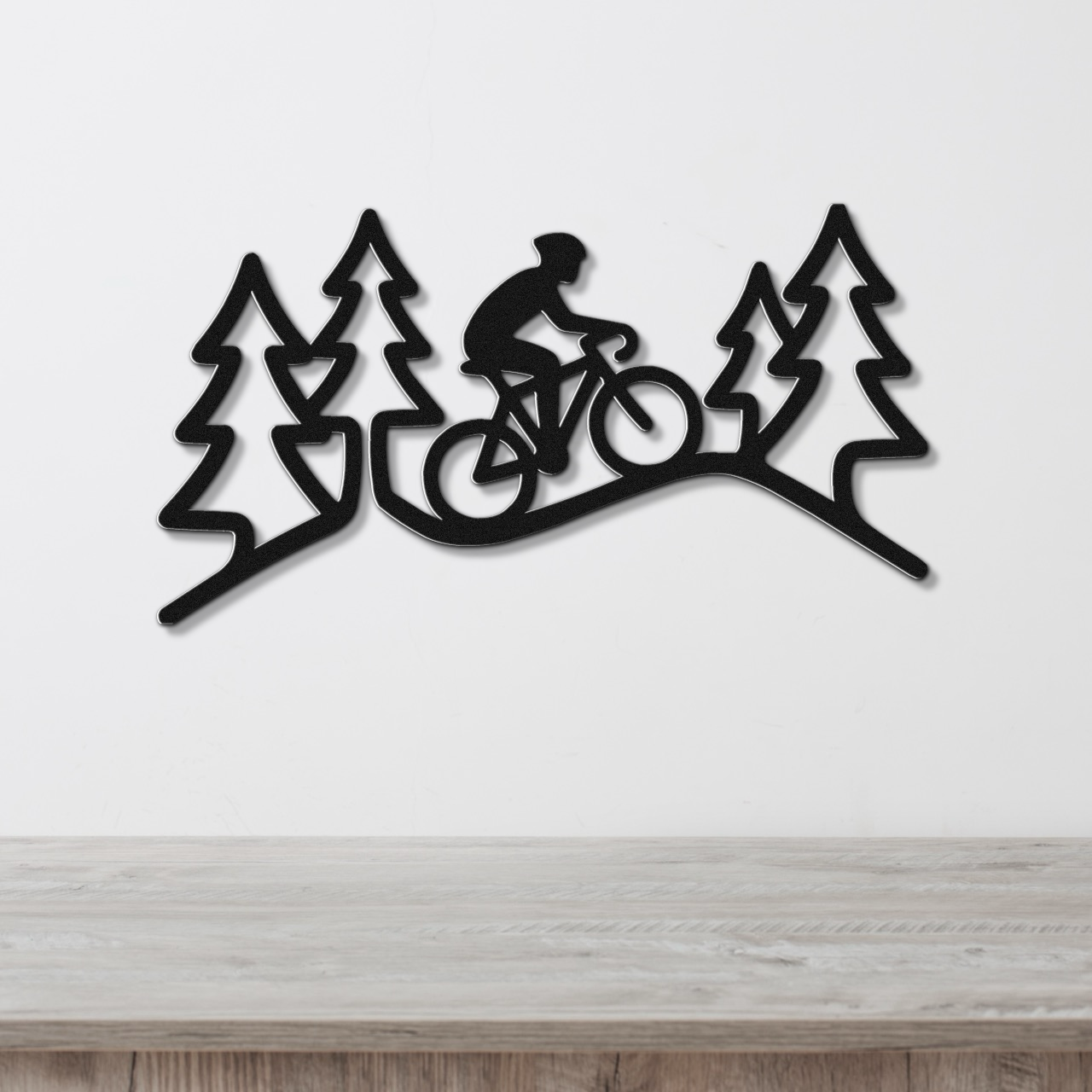 Cycling in the Pines Metal Wall Art
