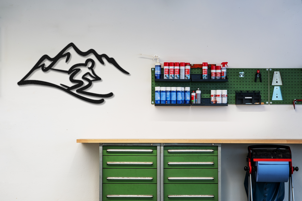 Skier and Mountain Metal Wall Art