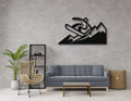 Snowboarder with Mountains Metal Wall Art