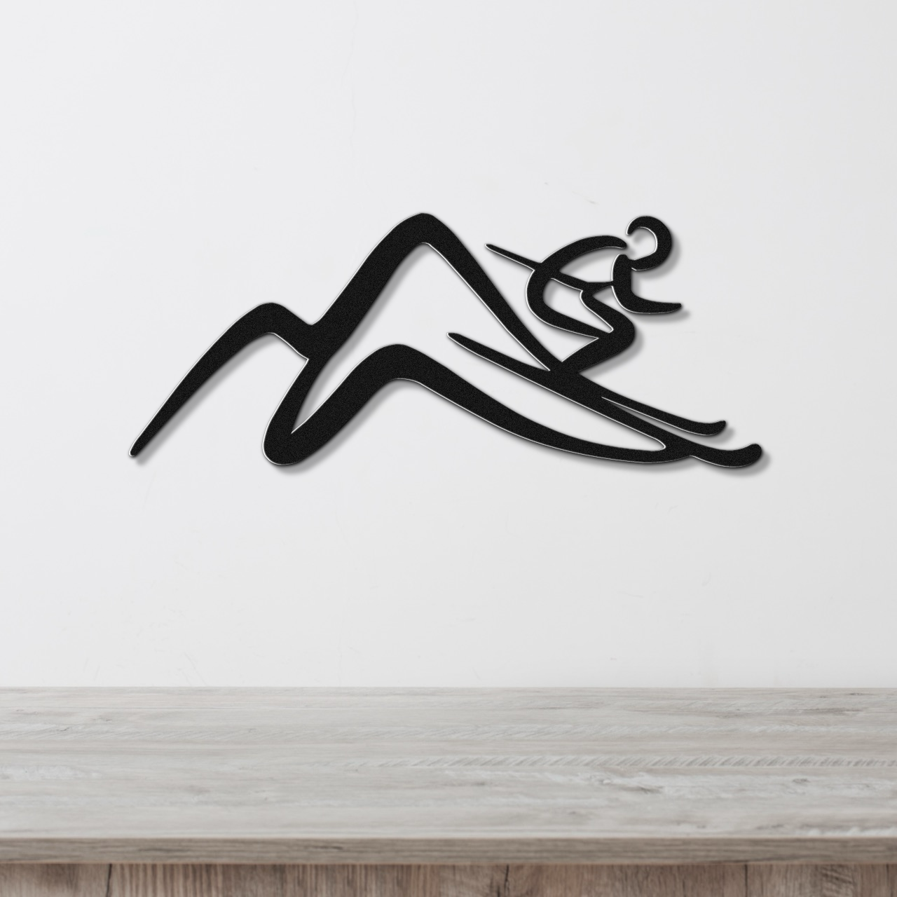 Skier and Mountain Metal Wall Art