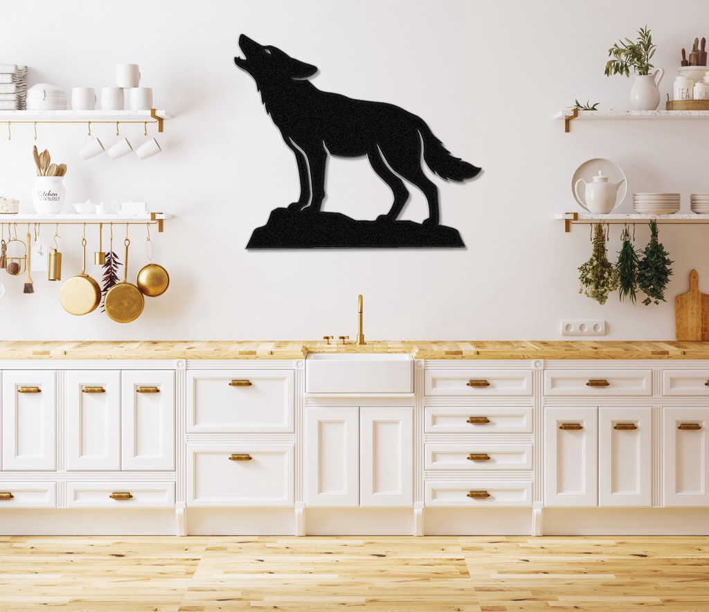 Howling Coyote Metal Wall Art