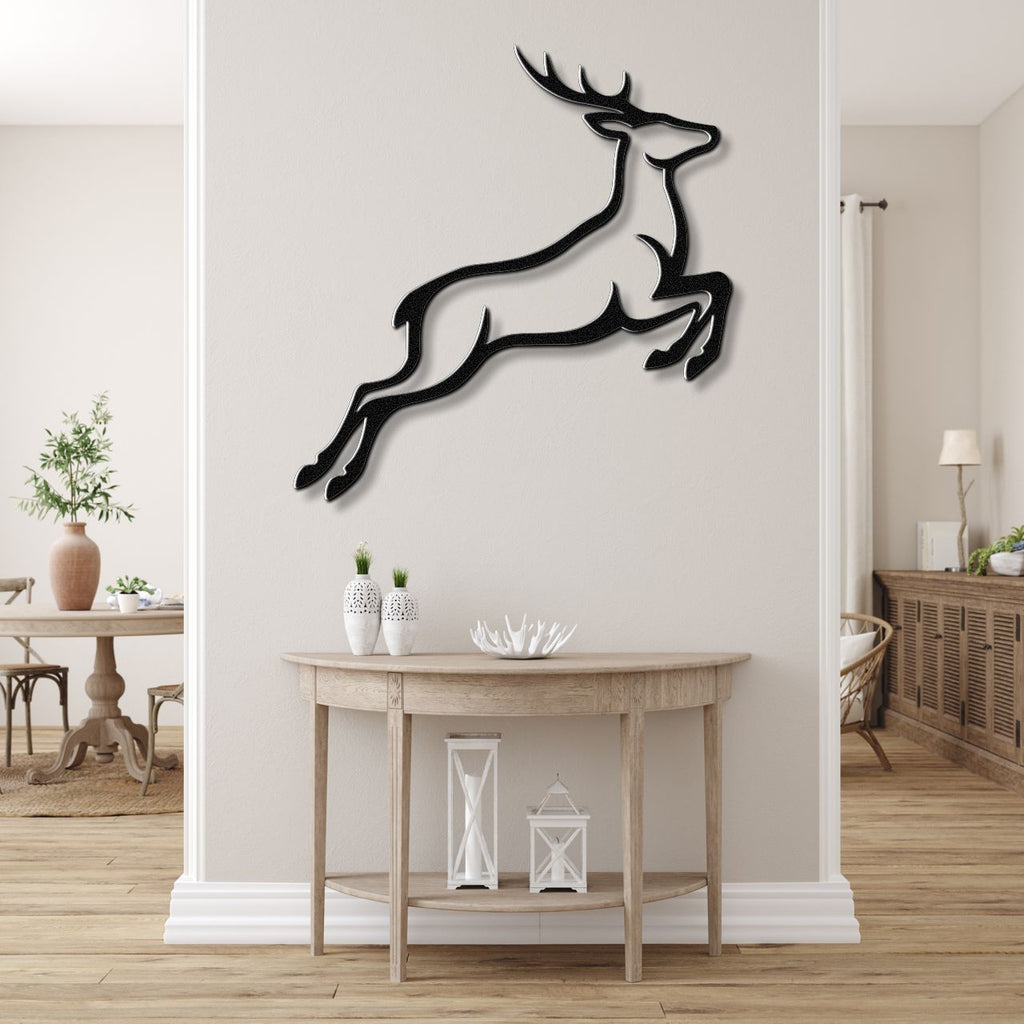 Jumping Deer Metal Wall Art