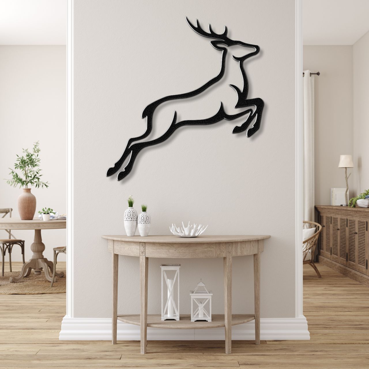 Jumping Deer Metal Wall Art