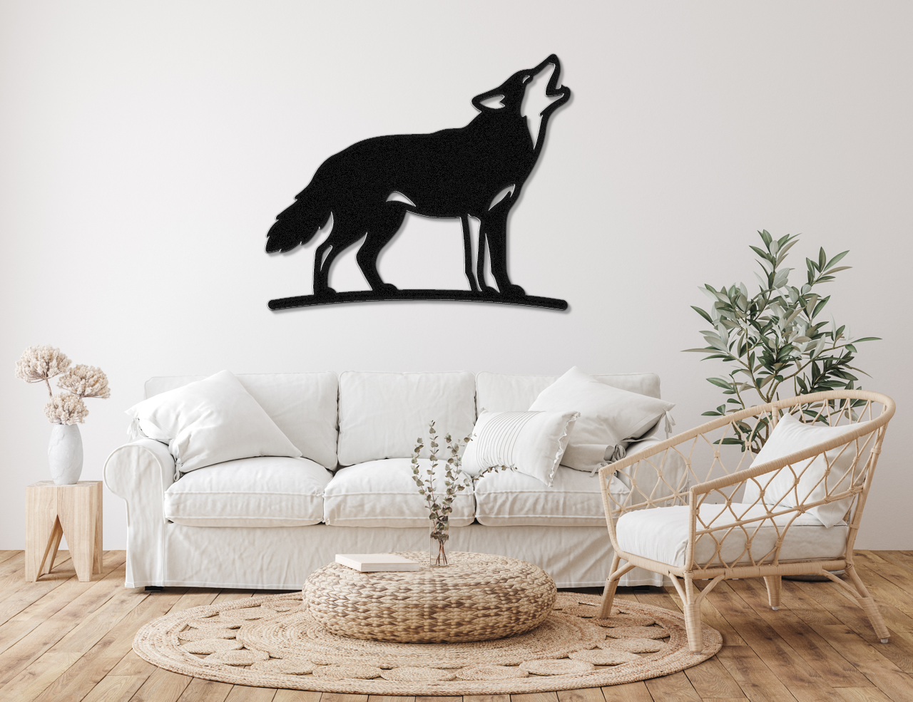 Howling Coyote Metal Wall Art