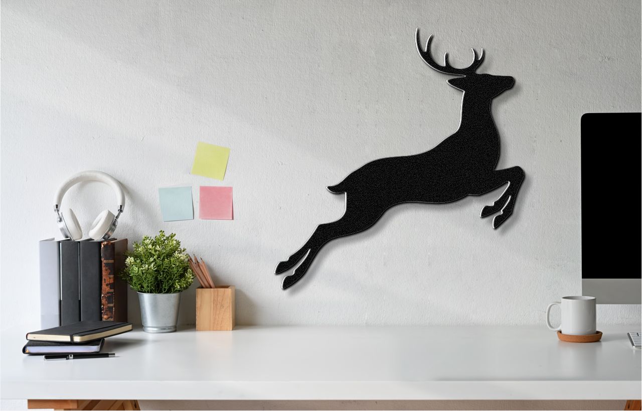 Jumping Deer Metal Wall Art