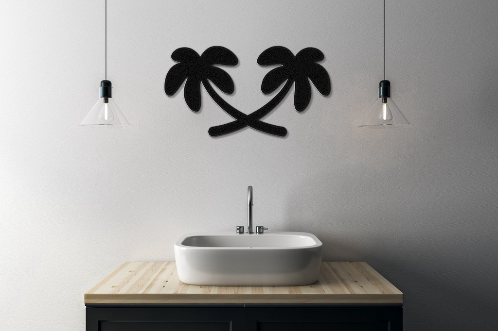 Twin Palm Tree Metal Wall Art
