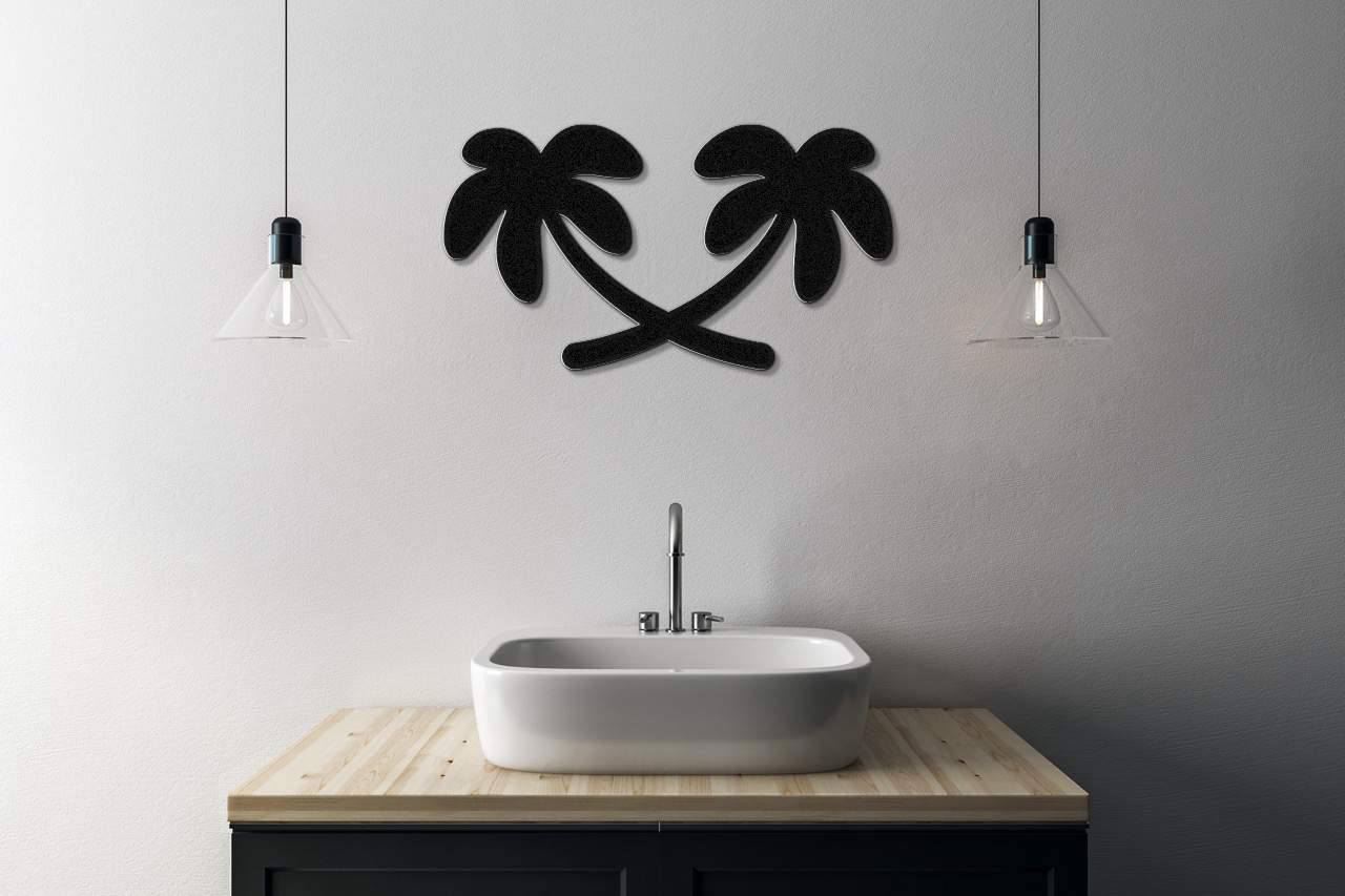 Twin Palm Tree Metal Wall Art