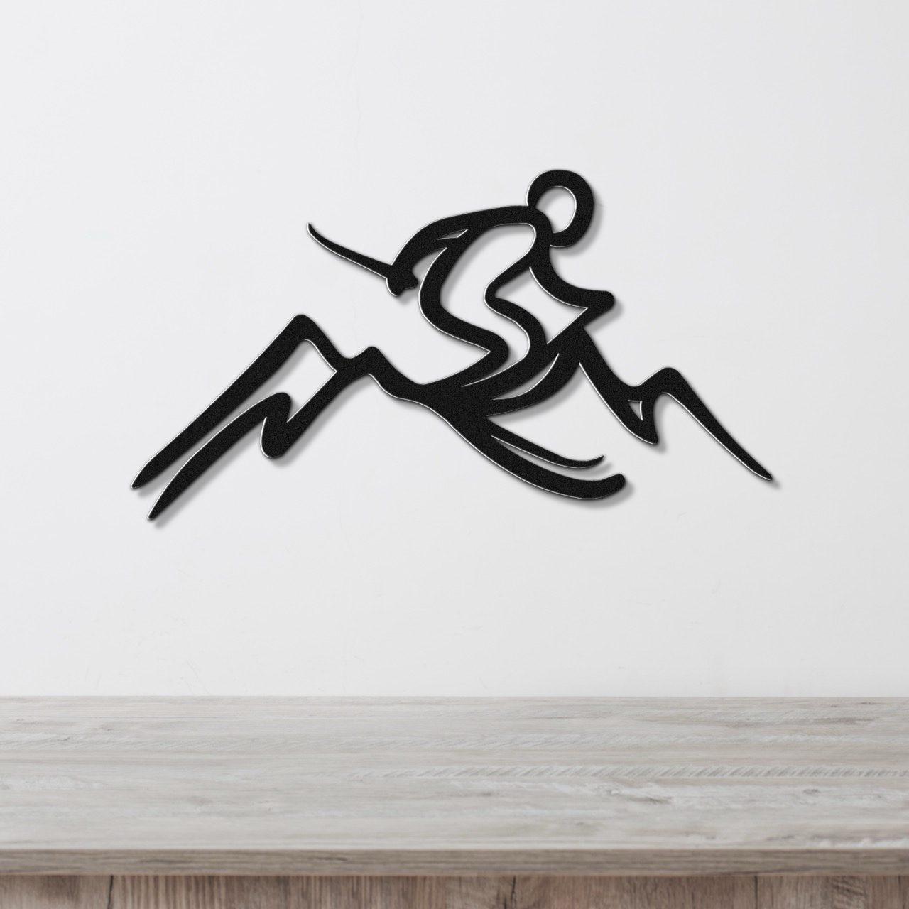 Skier and Mountain Metal Wall Art