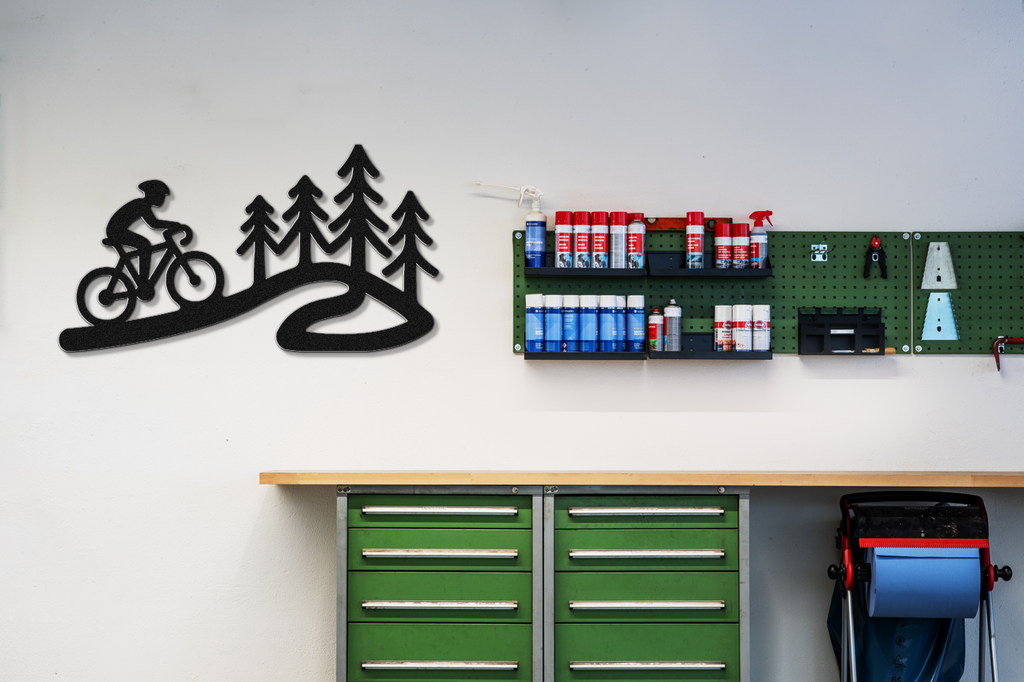 Cycling in the Pines Metal Wall Art