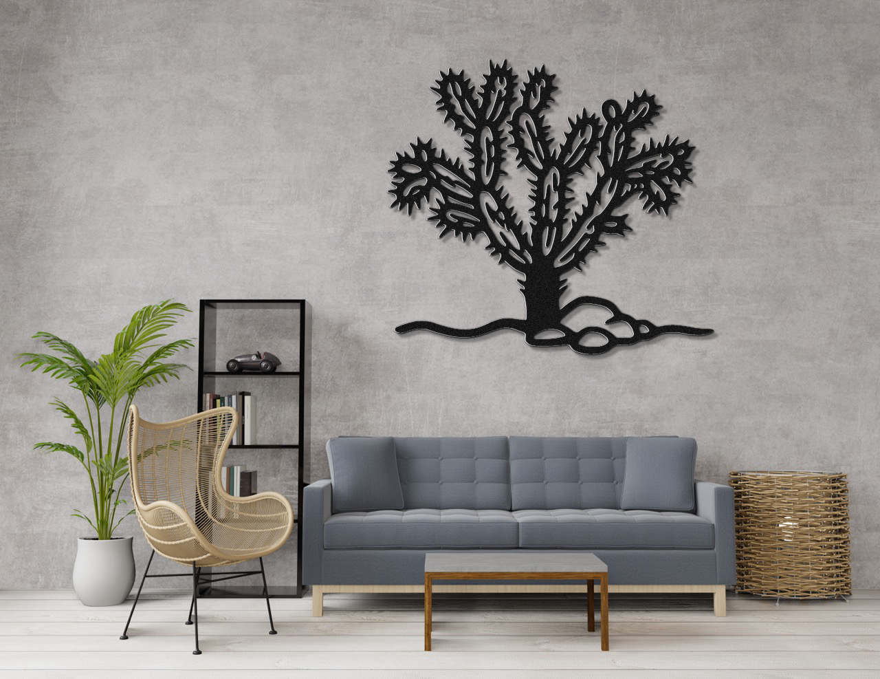 Cholla Cactus Metal Wall Art
