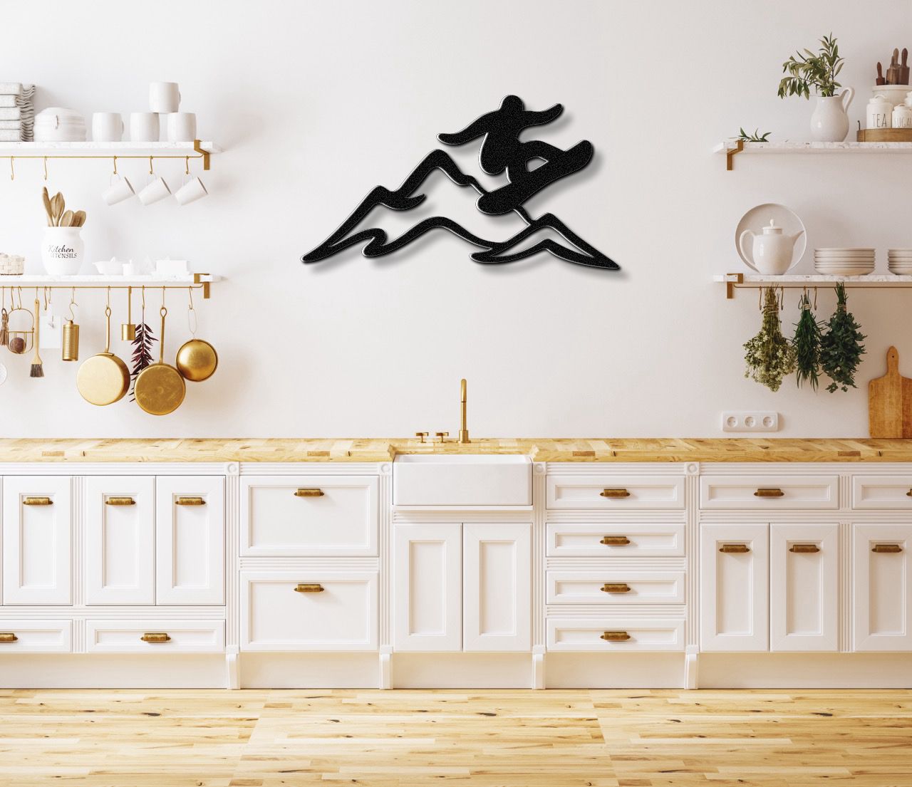 Snowboarder with Mountains Metal Wall Art
