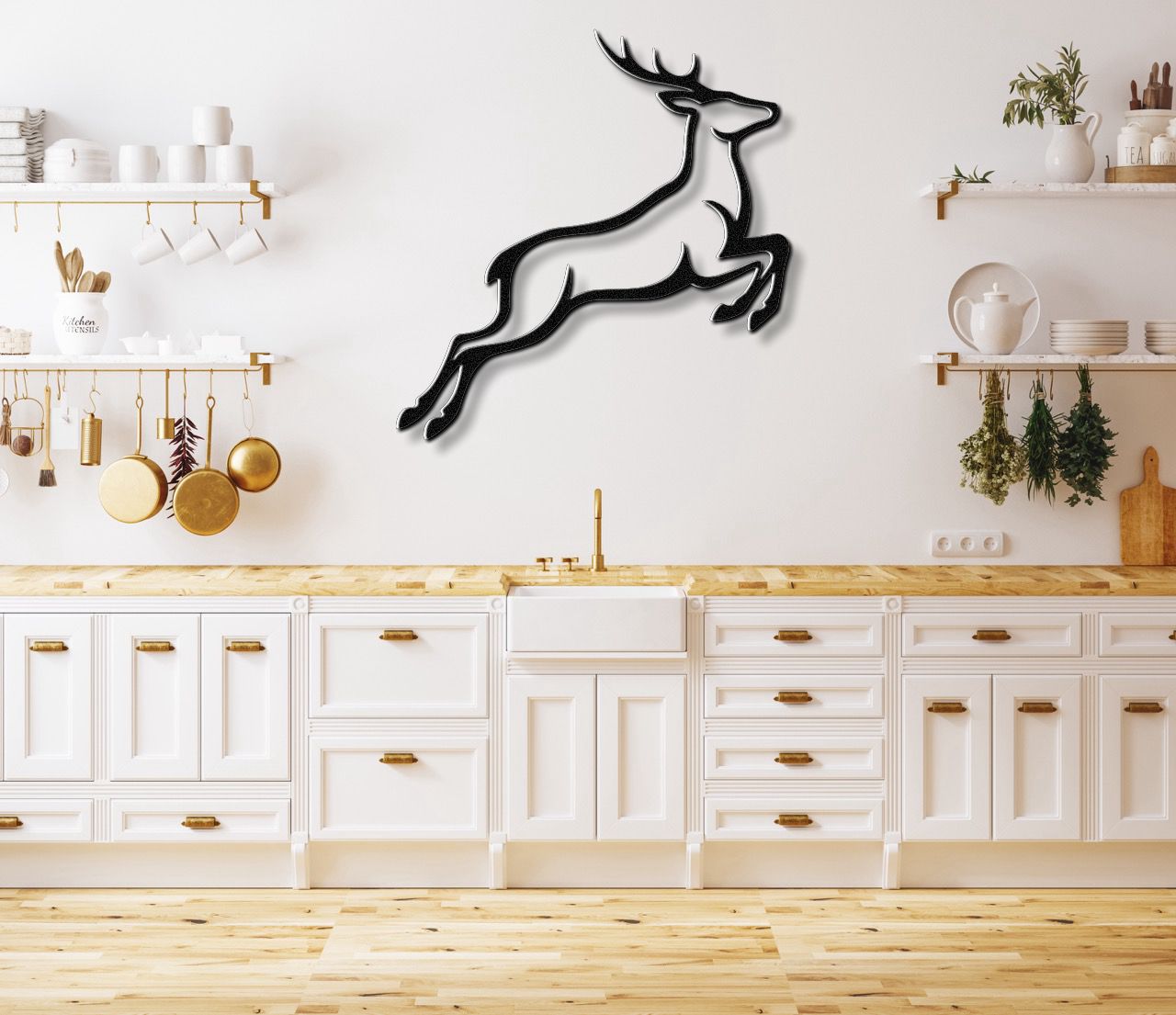 Jumping Deer Metal Wall Art