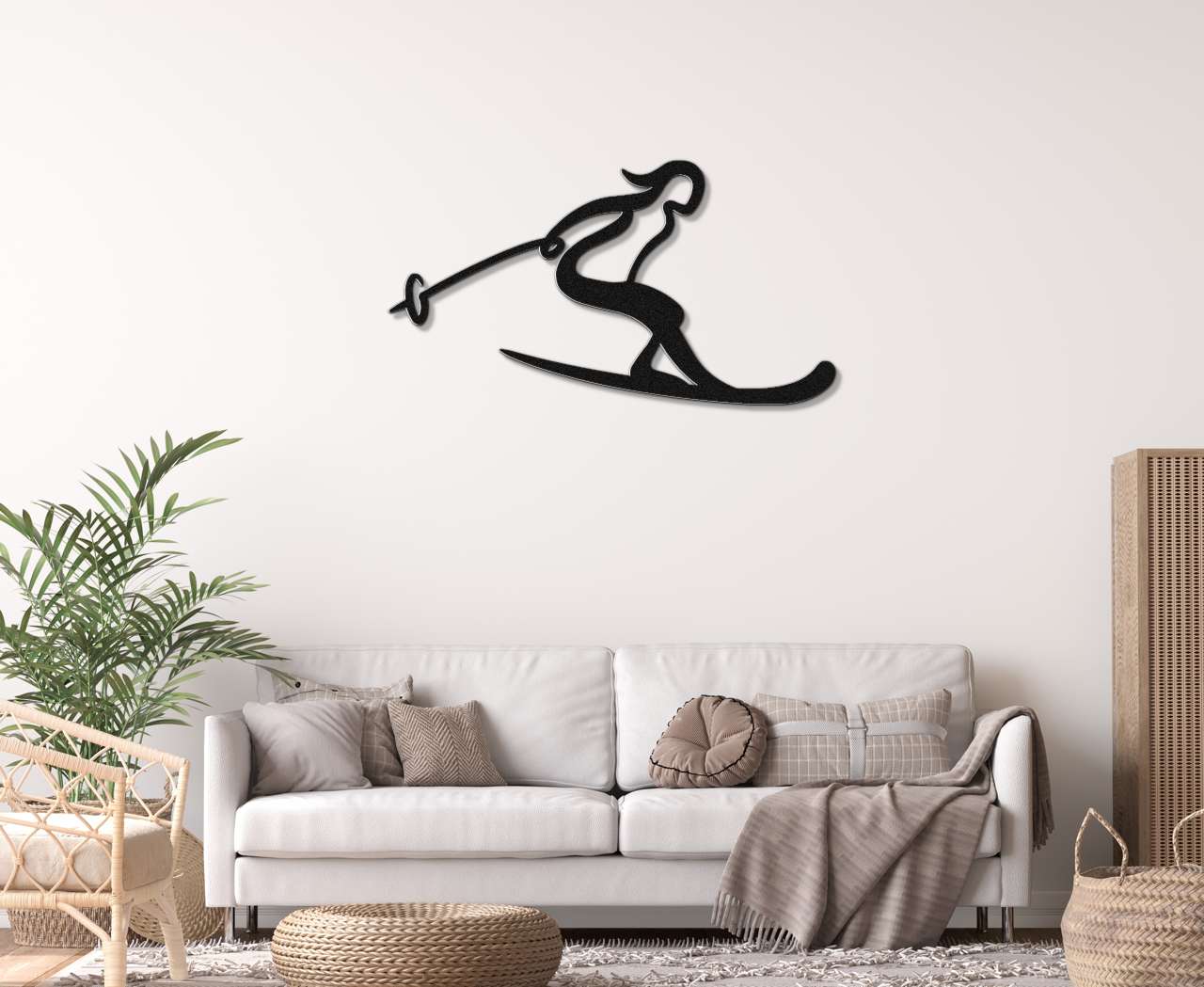 Lady Skiing Metal Wall Art