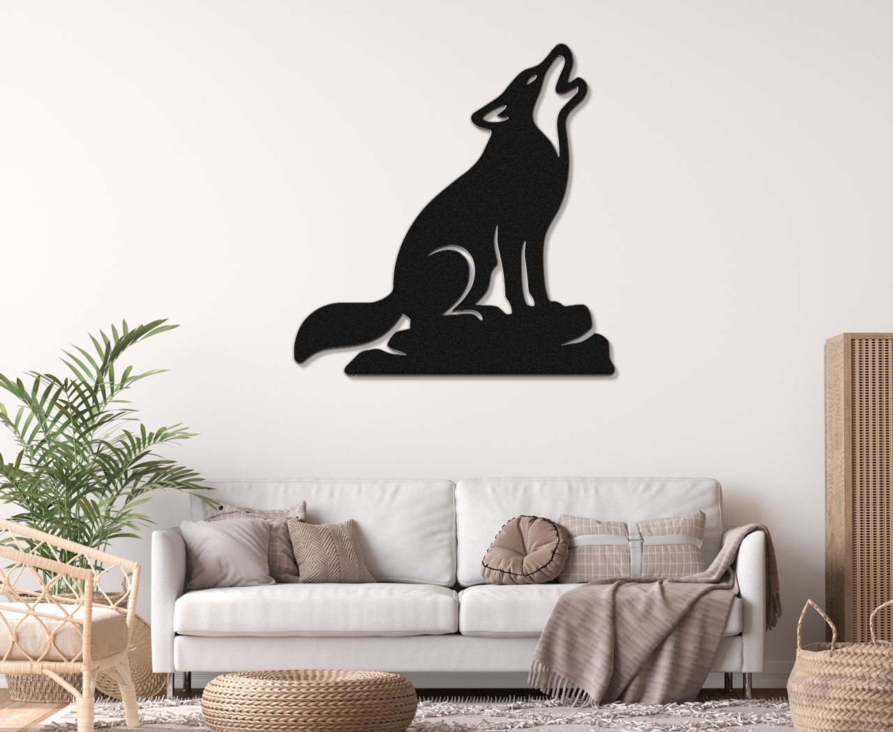 Howling Coyote Metal Wall Art