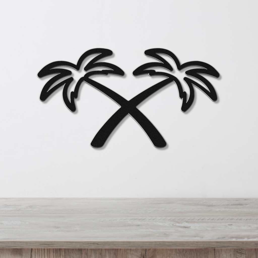 Twin Palm Tree Metal Wall Art