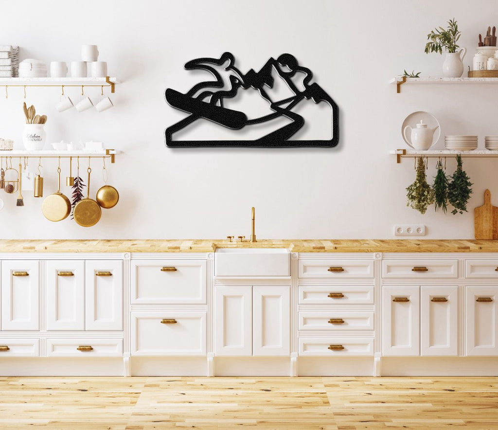 Snowboarder with Mountains Metal Wall Art